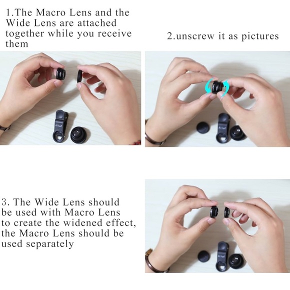 Ailun Black Camera Lenses Set with Clip-on Mechanism and Macro Feature - Picture 5 of 7